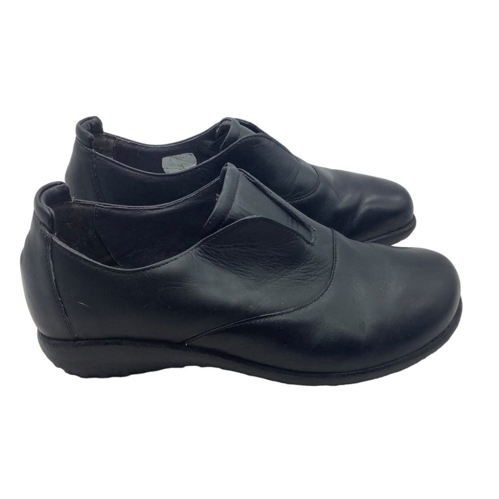 Naot Leather Karo Koru Shoes Loafers Women 4 EU 35 Girl 2 Jet Black Madras APMA - Picture 2 of 8